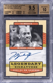 2003-04 UD Legends "Legendary Signatures" #MJ Michael Jordan Signed Card – True Gem Example – BGS GEM MINT 9.5/BGS 10